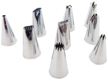 TrAdE shop Traesio Set 9 Pezzi di BECCUCCI per sac A Poche Ricambio Tasca PASTICCIERE Torte Dolci