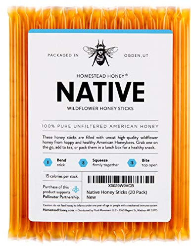 Homestead Honey Native Wildflower Honey Sticks (Pack Size - 20 Count)