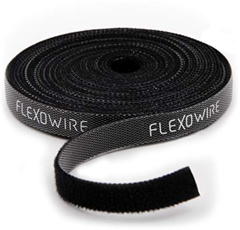 Flexowire Klett Kabelbinder 10mm x 5 m - frei zuschneidbar & wiederverwendbar - Kabelmanagement Klettband Rolle Kabelmanager Klettband Kabelbinder