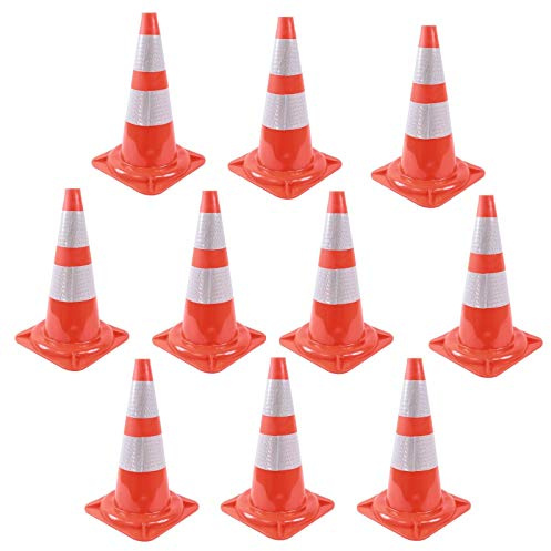 TRUTZHOLM 10x Warnleitkegel Pylone Leitkegel 47 cm Warnkegel mit 2 Reflektorstreifen Verkehrsleitkegel Reflektorstreifenstreifen 470 mm Hütchen Sport Pferdesport-Pylonen Markierungskegel Orange-Weiß