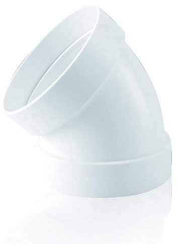 Tubpla Rohrbogen zum Herausziehen von Luft, rund, feuerfest und selbstauslösend, 45 ° x 120 mm, Polypropylen, Weiß