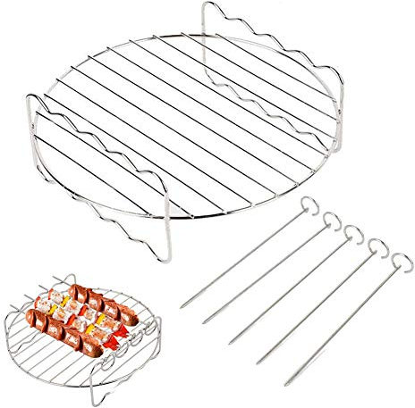 XL Air Fryer Zubehör - Air Fryer Rack Set, Mehrzweck-Doppelschicht-Rack mit Spieß, kompatibel für Ninja Power Airfryer Philips