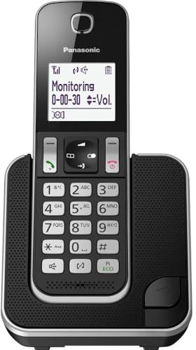 Panasonic KX-TGD310 - Telefono senza fili digitale con funzione ecologica, funzionamento di backup, blocco chiamate fastidiose, colore: Nero