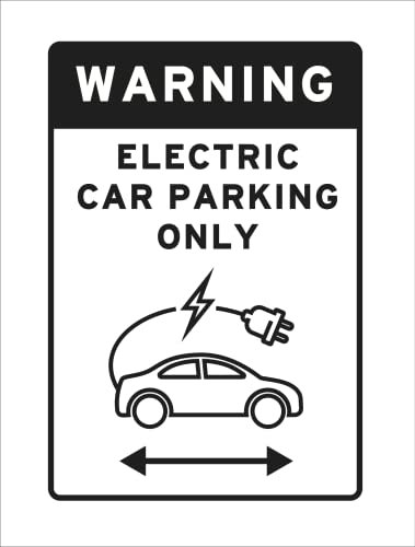 Zukeo Ltd Aluminium Black Electric Vehicle Charging Parking Only Car Graphic Sign Funny Hilarious Joke Car Reserved Warning EV