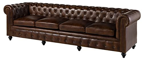MASSIVMOEBEL24.DE Sofa 4-Sitzer braun Chesterfield #104 | 274x82x75 cm (BxTxH) 77 kg Klassisch teilmontiert