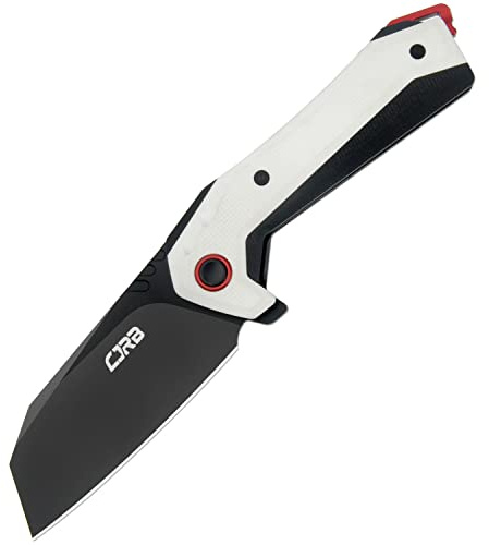 CJRB Tigris Pocket Knife, Folding Knife with AR-RPM9 Steel Black PVD Blade Black & White G10 Handle for EDC Camping Hunting (J1919)