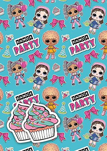 Official LOL Surprise 2 Sheets of Gift Wrap and 2 Gift Tags, Luxury Gift Wrapping Paper, LOL Surprise