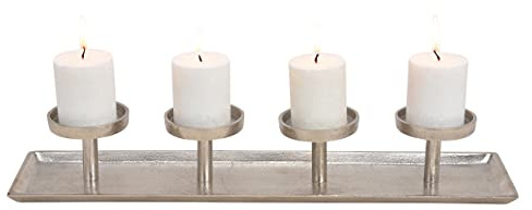 Kerzenhalter Adventskranz länglich L: 57 cm aus Metall Silber - Adventsgesteck, Weihnachtsdeko, Adventsdeko, Advent, Weihnachten