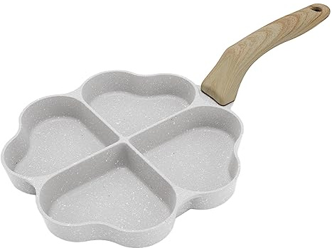 PoêLe à Frire pour œUfs, Poêle à Crêpes, 4 Tasses de Poêle en Aluminium Antiadhésive en Forme de Cœur avec Poignée pour CuisinièRe à œufs, pour Crêpière de Petit-Déjeuner(B)