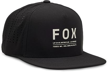 Fox Racing Non Stop Tech Snapback Cap – Casquette Lifestyle – Évacuation de l'humidité – Fermeture réglable – Matériau extensible léger – Style classique Fox – Black, Taille: OS