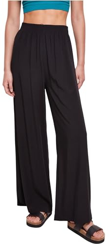 Urban Classics Ladies’ Wide-Leg Viscose Trousers Donna Pantaloni Nero 3XL 100% Viscosa Marlene