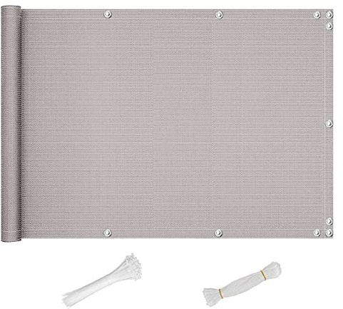 QINGLV Brise Vue 150x900cm Brise Vue Occultant Opaque RéSistant à l'eau Balcon Cache Vue pour Patio/Jardin/Terrasse/Grillage -Gris Clair