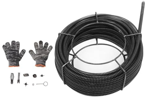 Drain Unblocker Spring Wire, 30M Drain Cleaning Cable Flexible Sewer Cleaning Spring Pipe with Gloves Sink Auger Snake Pipe, for Clog Remover Toilet Tub Kitchen Bathroom