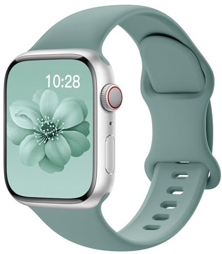 Yoohoo Soft Silicone Strap Compatible with Apple Watch Straps 38mm 40mm 41mm 42mm 44mm 45mm 46mm 49mm Women Men,Sport Replacement Bands for iWatch Series 11 10 9 8 7 6 5 4 3 2 1 SE Ultra,Green