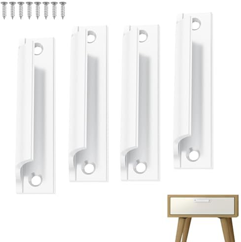 TECKI 4 Stück Balkontürgriff Aluminium weiß - Balkontürgriff Außen, Möbelgriffe, Kommode Küche Schrank Griffe, Schubladengriffe, Schiebetür, Fenstergriff, Schirmfenster Griffe