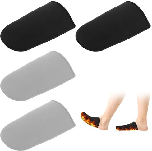 2 Paar Zehenwärmer, 17,5x13cm Neopren Zehenwärmer Wiederverwendbar Schwarz Grau Zehenwarme Socken Zehensocken Thermo Zehenkappen für Füße Winter Schuhe Stiefeletten Wandern
