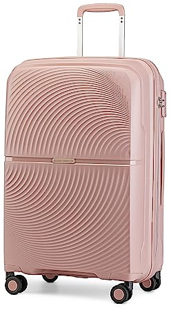 British Traveller Koffer Trolleys Hartschalenkoffer 67 * 46 * 27cm Handgepäck Koffer 100% PP Reisekoffer mit 8 Spinnerräder Rollkoffer TSA-Schloss Suitcase Pink