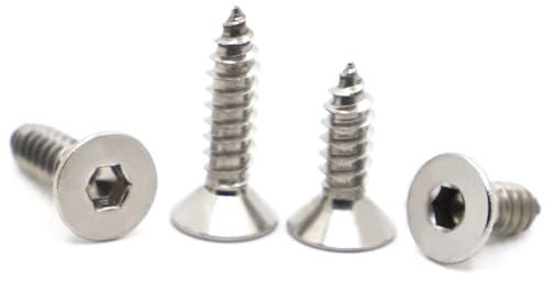 LOEASE 10 Stück M4 M5 304 Edelstahl Flachsenkkopf Sechskant Innensechskant selbstschneidende Schrauben Holzschraube (Color : 16mm, Size : M4 10pcs)