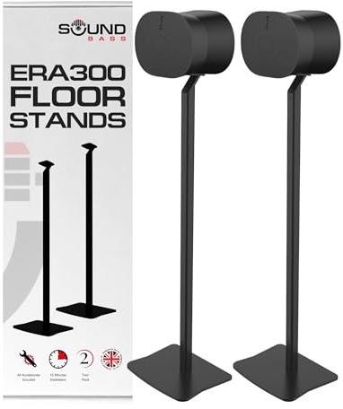 ERA300 Pieds de Sol, Conception en Métal Haut de Gamme, Lot de 2, Noir, Compatible avec Sonos Era 300, Accessoires Inclus, avec Gestion des Câbles, Conçu au Royaume-Uni, Paire