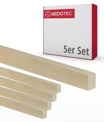 Gedotec Holzleisten - Holzbretter zum bauen Bastelklötzchen 100 cm lang | 5 Stück 19 x 80 mm | BASIC | vielseitiges Holz zum Basteln von verschiedenen Objekten - für Fensterbank Verkleidung innen