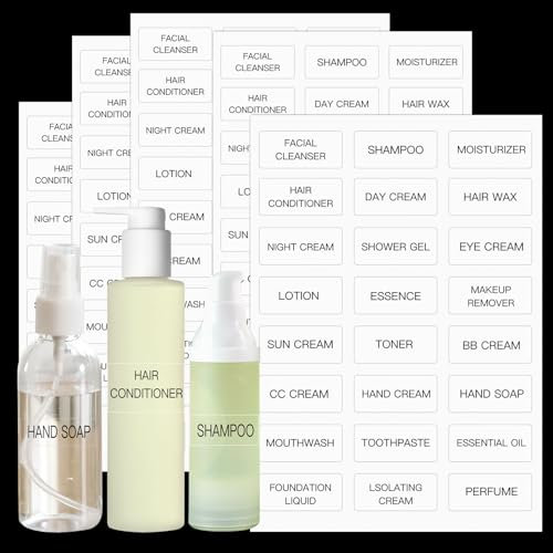 KSIWRE 120 Stück Toilettenartikel-Etiketten für Flaschen in Reisegröße, wasserdicht, Badezimmer-Schönheitsorganisation (transparent)