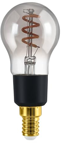 EGLO connect.z Smart-Home LED Deko Leuchtmittel E14, P45, ZigBee, App und Sprachsteuerung Alexa, dimmbar, warmweiß, 4 Watt, Vintage Glühbirne Rauchglas, schwarz