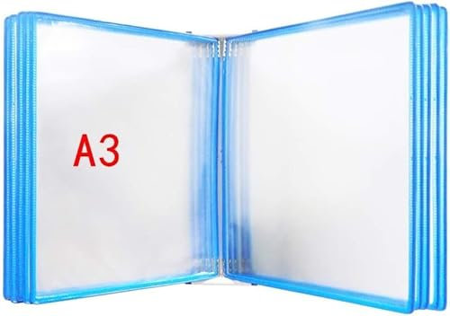 WchsTUmpxN Katalog-Präsentationsständer, wandmontiertes Referenzsystem, Dokumentenhalter A3 mit 10 Feldern und 20 Taschen (PVC + Metall)(Color:E)