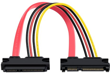 HuaLiSiJi 22 Pin (7+15) SATA Verlängerungskabel (7+15) SATA Stromkabel Verlängerung für SSD, HDD, DVD Optisches Laufwerk und Andere Ausrüstung (0.5m)