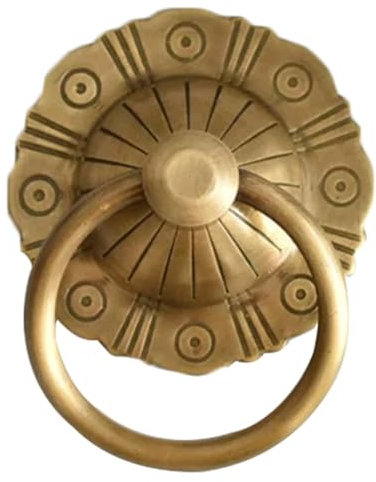 FUEAST Chinesischer Stil Kunsthandwerk Vintage Türklopfer Ring Kupfer Klopfer Antiker Türgriff als Gartenhaus Wanddekoration
