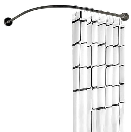 Tissting Tringle à Rideau de Douche Incurvée, Tringle de Douche Réglable en Acier Inoxydable de 100 à 140 cm, Tringle de Douche Arquée Arrondie Noire pour Baignoire de Douche