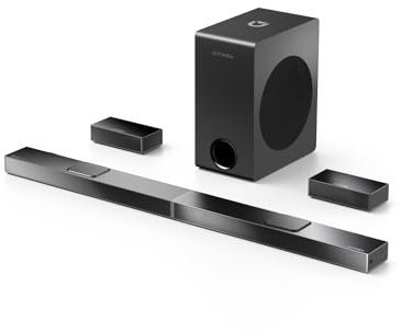 ULTIMEA 5.1.2 Soundbar compatibile con Dolby Atmos, subwoofer wireless da 8, sistema audio surround home theater, soundbar per TV, 2 driver rivolti verso l'alto, 4K HDR, Nova S80