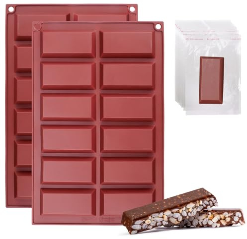 Rongxze 2 Stück Schokoladenform Silikon Tief, Dubai Schokolade Silikonform Schokoladentafel Backform für Dubai Schokolade Praline Süßigkeiten, Lebensmittelqualität, Antihaft (Quadrat)