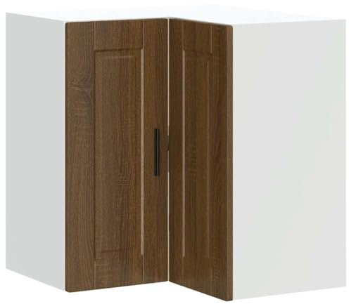 vidaXL Küchen-Eckhängeschrank Porto Braun Eichen-Optik Holzwerkstoff, Eckhängeschrank für Küche, Küche Wandschrank, Küchen-Eckschrank Hängend