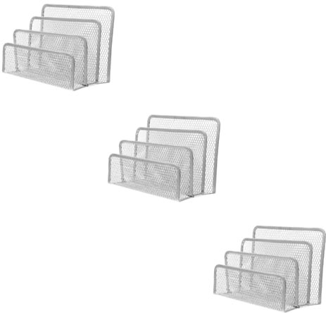 NUOBESTY 3stücke Metal Book Stand Mit Drei Fächern Multifunktionaler Organizer Für Schreibtisch Und Büro Zur Aufbewahrung Von Büchern Zeitschriften Und Dokumenten
