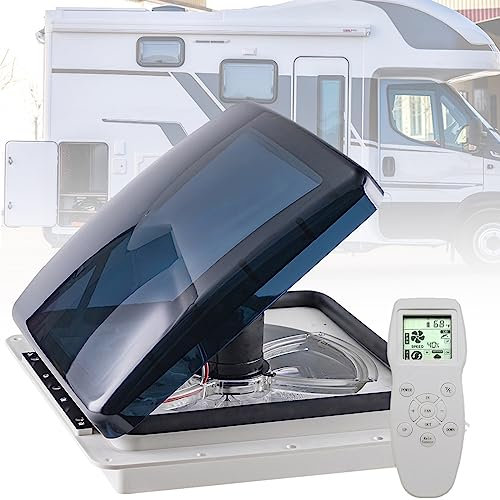 Ventilatore da tetto per roulotte da 12 V con sensore pioggia, ventola di scarico reversibile a distanza per camper, 40 x 40 cm, dimensioni di apertura