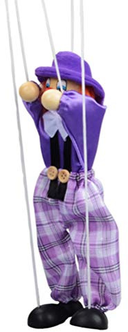 Zugschnurpuppe. Lustige Bunte Zugschnurpuppe. Vintage Clown Holzpuppe. Schnurmarionetten. Handpuppe. Bastelspielzeug. Gemeinsame Aktivit?tspuppe. Kindergeschenke (lila)