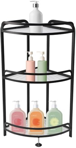 Catoco Corner Shower Caddy 3-Tier Bathroom Rack Counter Organizer Rust Free Standing Kitchen Caddy Stand Corner Shelf Organiser for Inside Shower Storage, Black