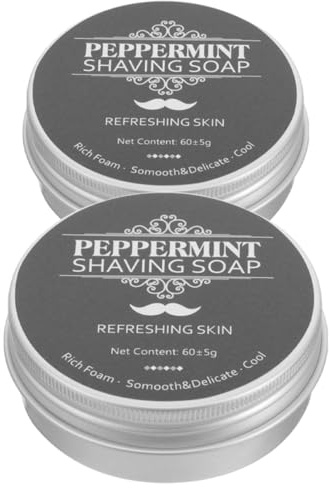 Healeved 2pezzi Natural Beard Shaving Soap with Peppermint Gentle Facial Cleansing Soap for Men Hydrating Skin Care Travel-friendly Design