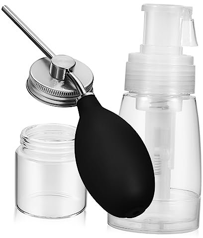 BAZEITFLOW 2pcs Dry Powder Bottle Set Powder Puffer Bottle and Applicator for Hair Styling for Mist Spray Application during Barber Sessions Hair Use