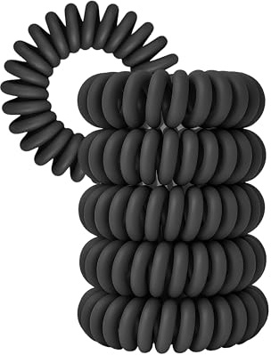 Specora-Classic Spiral Haargummi Mattschwarz – 4 cm – 5er Pack – TPU – Telefonkabel Zopfgummi – Ohne Ziepen & Verheddern – Keine Knicke – Haarschonend