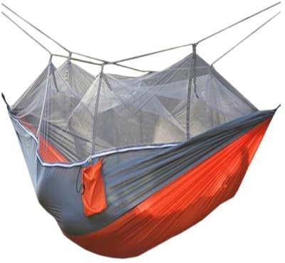 Hamaca de camping al aire libre con mosquitera, hamaca ligera de nailon para viajes y actividades al aire libre