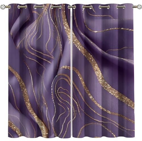 Kinder Gardinen Kinderzimmer Junge Mädchen Blickdicht Lila Luxus Polka Dot Gold Streamline 140X160Cm 2Er Set Verdunkelungsvorhang Thermovorhang Hitzeschutz Vorhänge Wohnzimmer Schlafzimmer Vorhänge