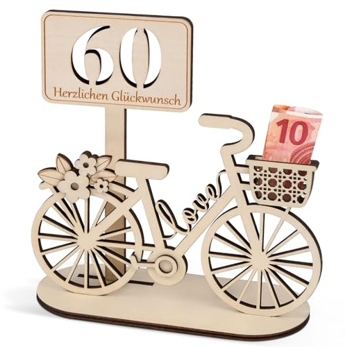 I LOVE MOM Geldgeschenk Geburtstag Holz, Fahrrad Geschenk, DIY Deko Zahlen für Radfahrer Geschenke, Hochzeiten, Partys, Geburtstage, Jubiläum (Bike-60)