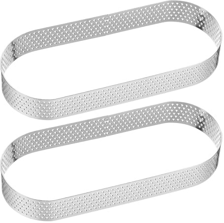 QUARKZMAN 2pcs Cercles à Gâteau Perforés 5,51 en Acier Inoxydable Ovale, Cercle à Tartelette Antiadhésif Poli, Cercle Épaissi pour Mousse à Gâteau, Outils de Pâtisserie pour Gâteau