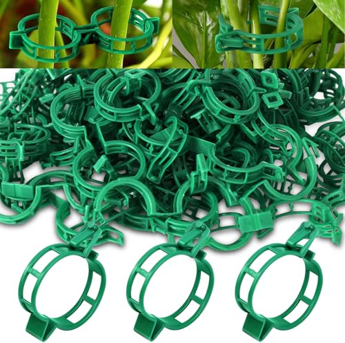100 stycken växtklämmor, växtklämmor för klätterväxter, tomatklämmor, plastklämmor för trädgårdsväxter för växter, trädgård, klätterväxter, grönsaksfrukt, växthjälp – grön