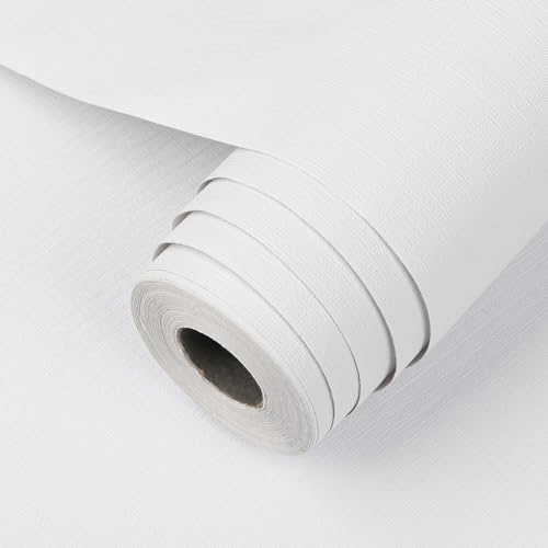 Arthome Strukturiert Selbstklebende Tapete,Klebefolie Möbel Vinyl Möbelfolie Wasserdichte Dekorative Aufkleber für Schlafzimmer Schränke Abnehmbare Wandverkleidung,Weiß Grastuch,40cmx3m