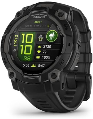 Garmin [renewed Instinct 3 45mm AMOLED – GPS-Multisport-Smartwatch, 1,2 AMOLED-Display, bis zu 18 Tage Akkulaufzeit, 80+ Sport-Apps, Health Coach, Multi-Satellitenempfang, [Generalüberholt]