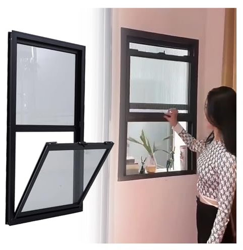 Fenster Window Kellerfenster Schiebefenster Vertikales Schiebefenster nach Maß 70 65 60 55 50 45 40 35 30 25 20 cm breit, Weiß Aluminium Lüftungsfenster mit Fliegengitter für Spielhaus Stall Hühnersta