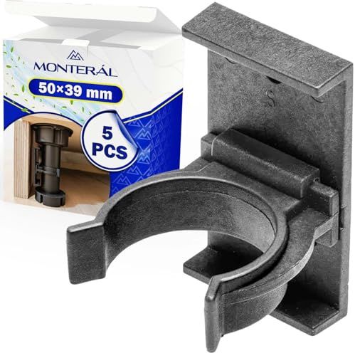 MONTERAL 5X Sockelleisten Clips Küche 50x39 mm für Möbelfüße Verstellbar | Hergestellt aus Robustem Kunststoff in Farbe Schwarz - Garantie 10 Jahre - MONTERAL