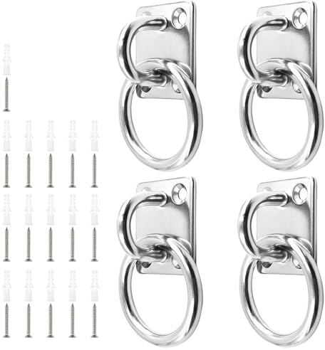 Shwdsy 4 Stück Augplatte, Augplatte Edelstahl, 6 mm Lochdurchmesser Augplatte mit Öse, Quadratischer Sockel, mit Schrauben und Diffusionsrohr, Geeignet für Holzpfosten, Massivwände und Decken